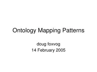 Ontology Mapping Patterns