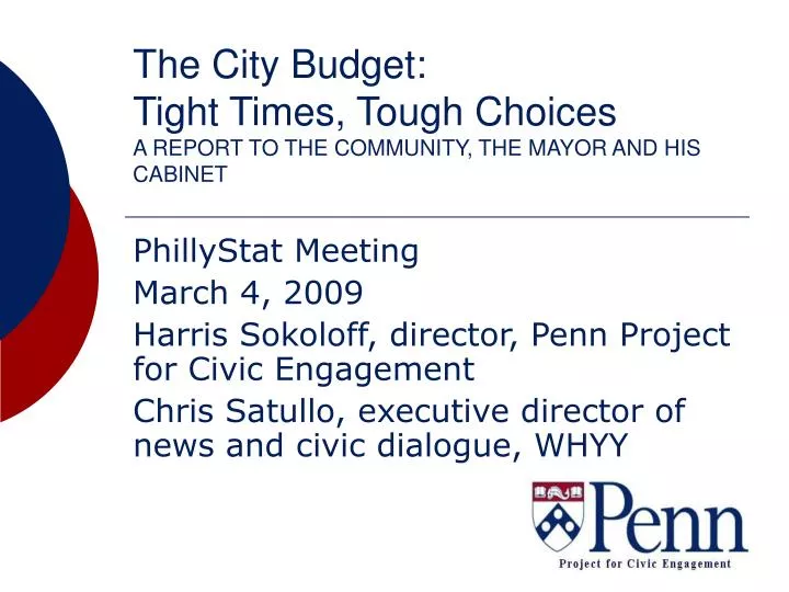 the city budget tight times tough choices a report to the community the mayor and his cabinet