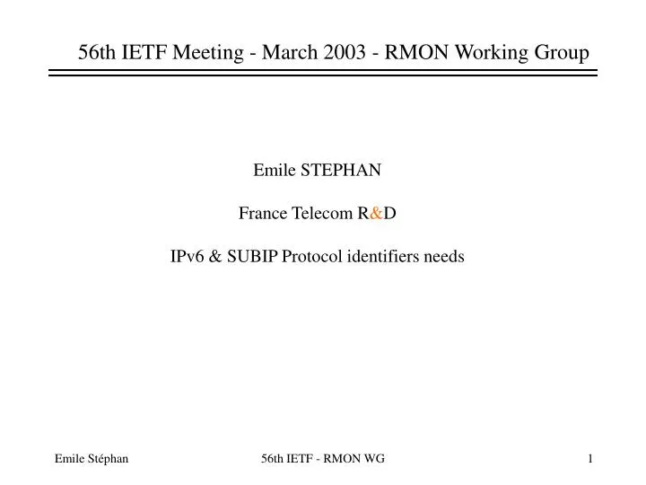 56th ietf meeting march 2003 rmon working group