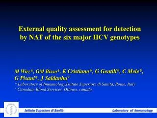 External quality assessment for detection by NAT of the six major HCV genotypes