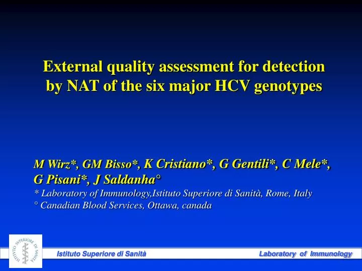 external quality assessment for detection by nat of the six major hcv genotypes