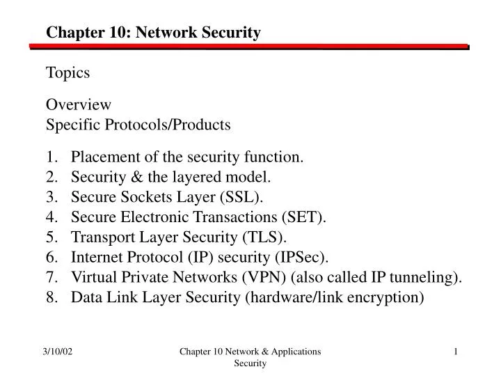 PPT Chapter 10 Network Security Topics Overview Specific Protocols 