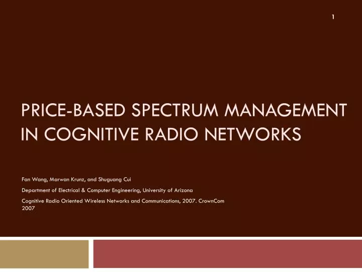 price based spectrum management in cognitive radio networks