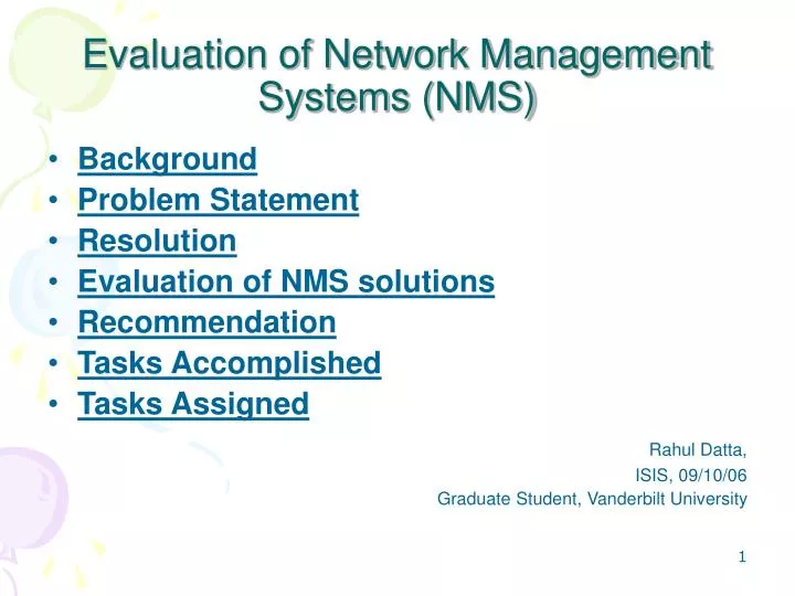 evaluation of network management systems nms