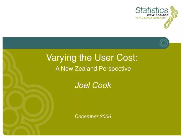 varying the user cost a new zealand perspective