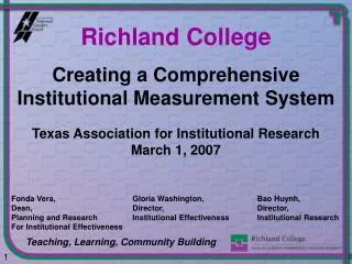 Creating a Comprehensive Institutional Measurement System