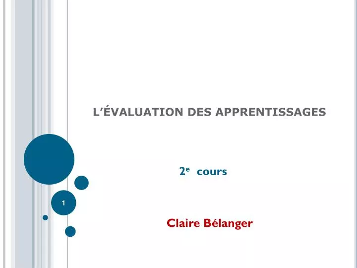 l valuation des apprentissages