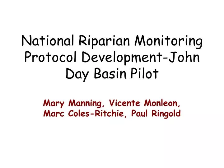 national riparian monitoring protocol development john day basin pilot
