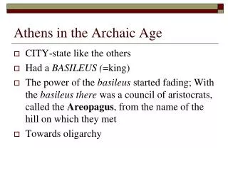 Athens in the Archaic Age
