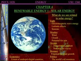 CHAPTER 4 RENEWABLE ENERGY I - SOLAR ENERGY