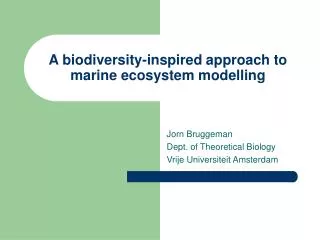 A biodiversity-inspired approach to marine ecosystem modelling