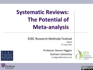 Systematic Reviews: The Potential of Meta-analysis