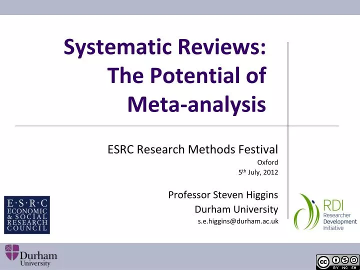 systematic reviews the potential of meta analysis