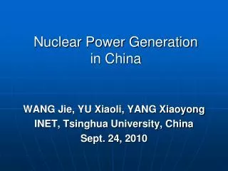 Nuclear Power Generation in China