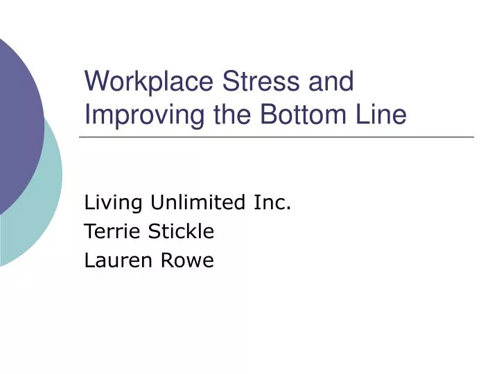 workplace stress and improving the bottom line