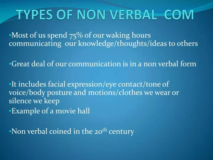 types of non verbal com