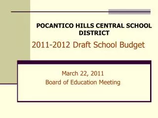 2011-2012 Draft School Budget