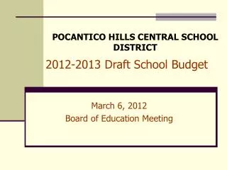 2012-2013 Draft School Budget