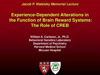 Jacob P. Waletzky Memorial Lecture Experience-Dependent Alterations in