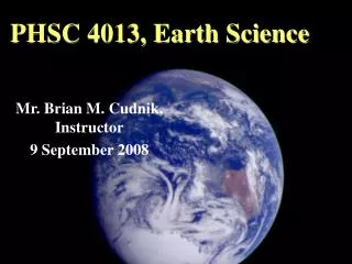 PHSC 4013, Earth Science