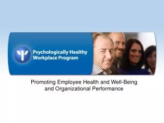 Promoting Employee Health and Well-Being and Organizational Performance