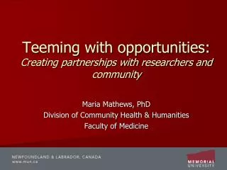 Teeming with opportunities: Creating partnerships with researchers and community