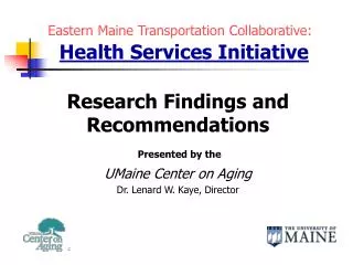 Eastern Maine Transportation Collaborative: Health Services Initiative