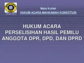 hukum acara perselisihan hasil pemilu anggota dpr dpd dan dprd