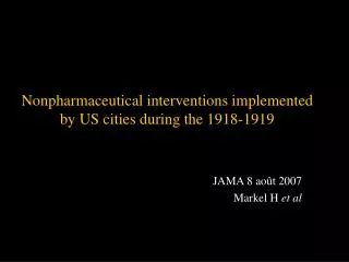nonpharmaceutical interventions implemented by us cities during the 1918 1919