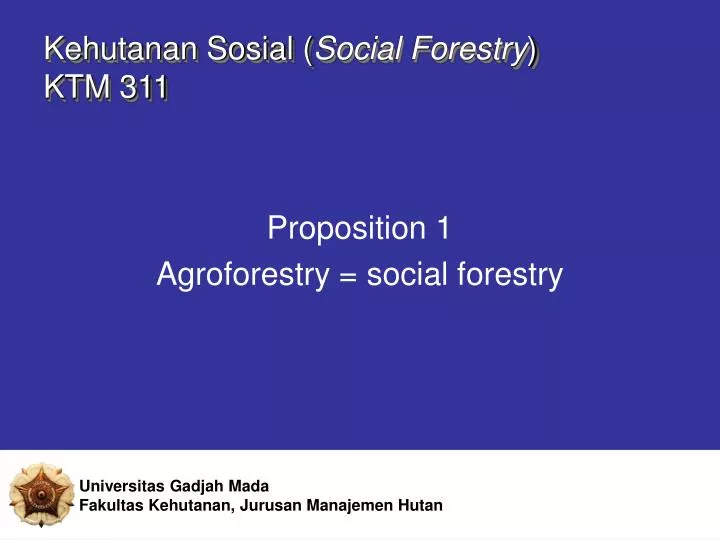 kehutanan sosial social forestry ktm 311