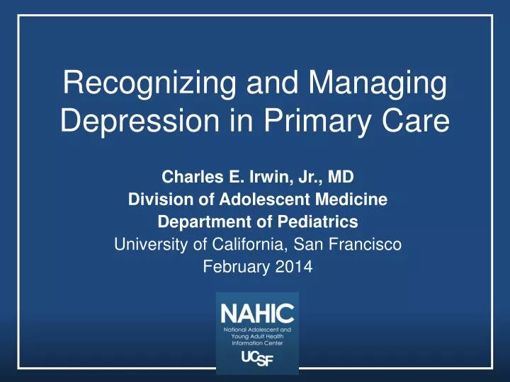 recognizing and managing depression in primary care
