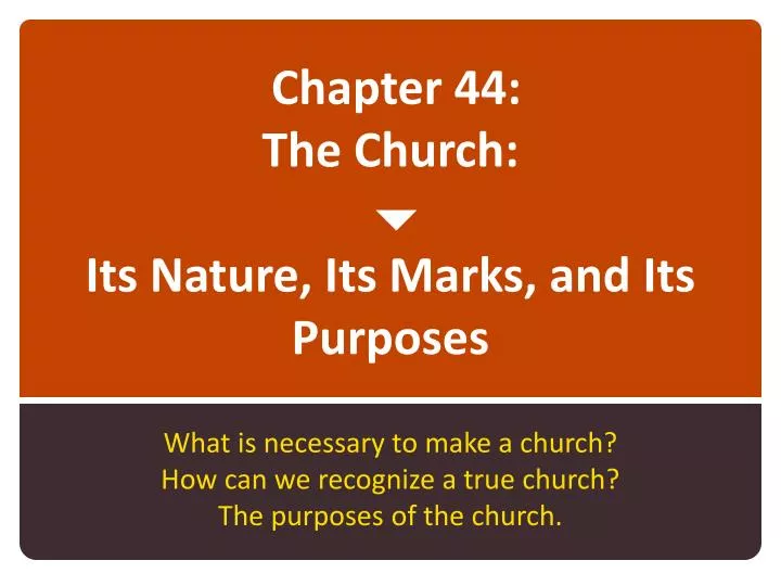 chapter 44 the church its nature its marks and its purposes