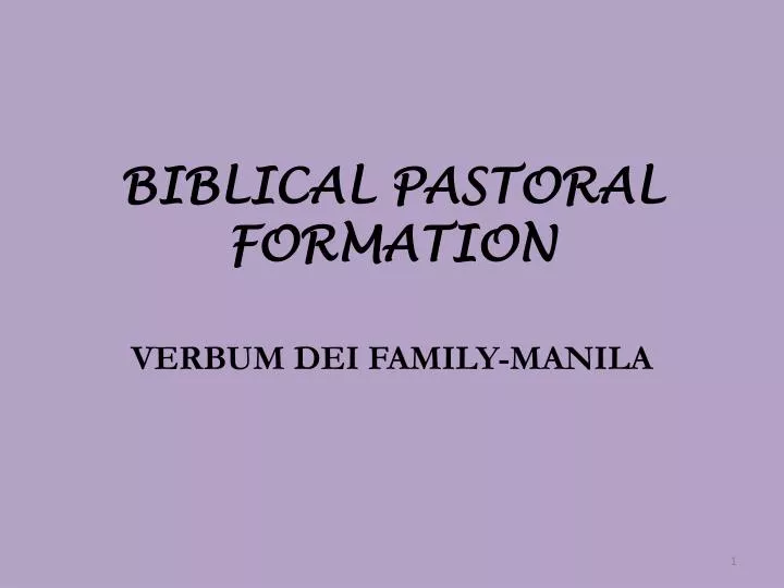 biblical pastoral formation
