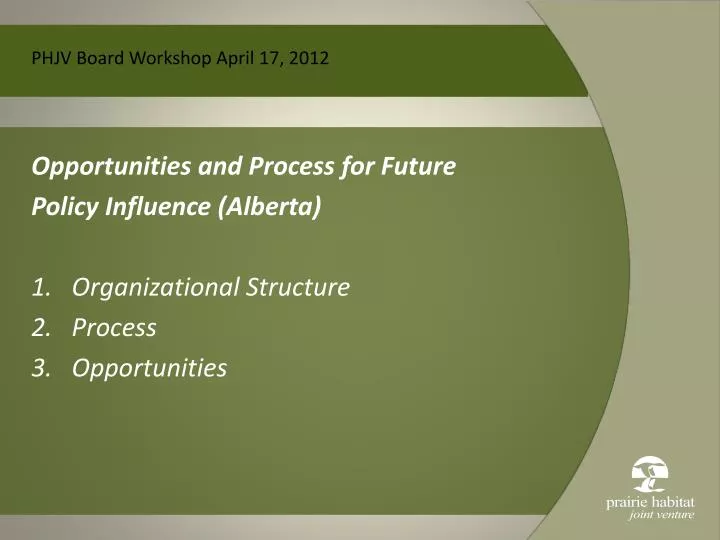 phjv board workshop april 17 2012