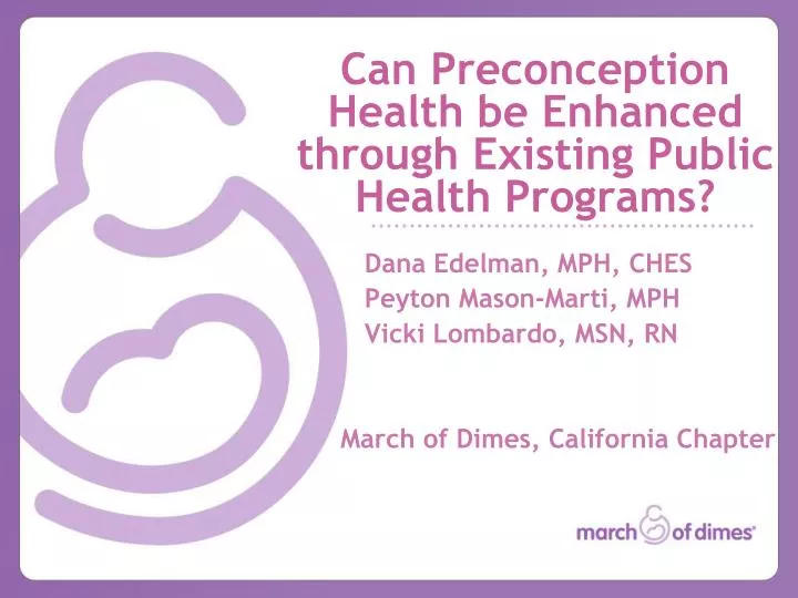 can preconception health be enhanced through existing public health programs