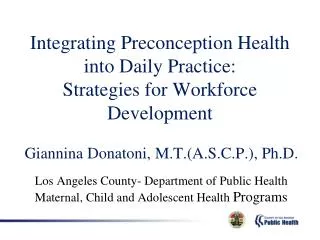 Integrating Preconception Health into Daily Practice: Strategies for Workforce Development