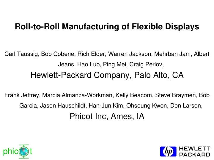 roll to roll manufacturing of flexible displays