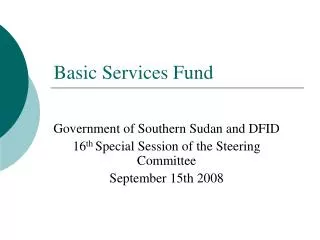 Basic Services Fund
