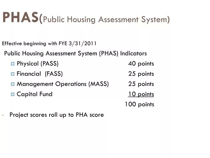 phas public housing assessment system