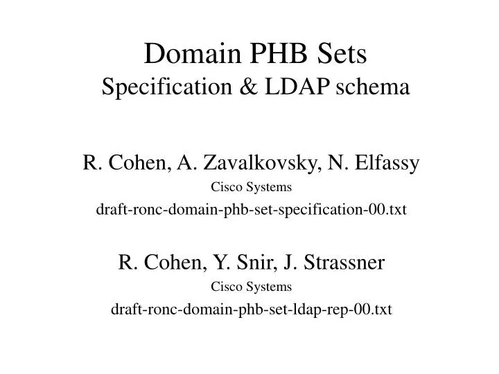domain phb sets specification ldap schema