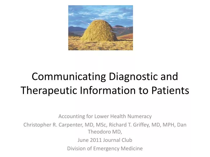 communicating diagnostic and therapeutic information to patients