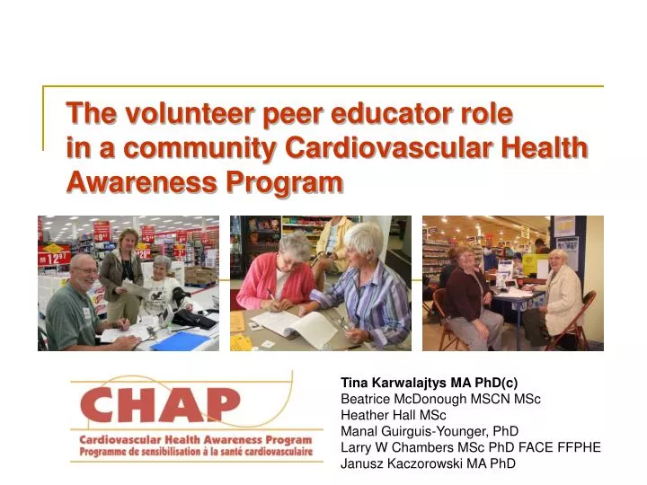 the volunteer peer educator role in a community cardiovascular health awareness program