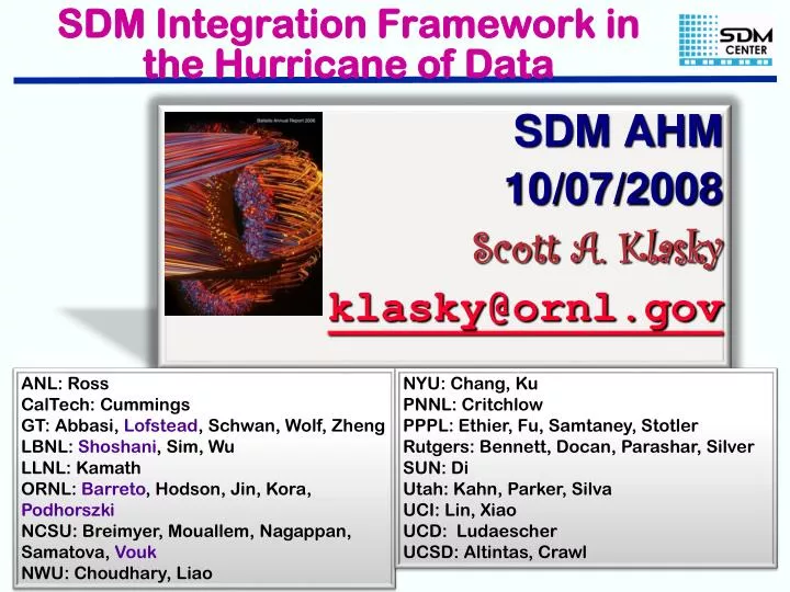 sdm integration framework in the hurricane of data