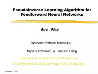 Pseudoinverse Learning Algorithm for Feedforward Neural Networks