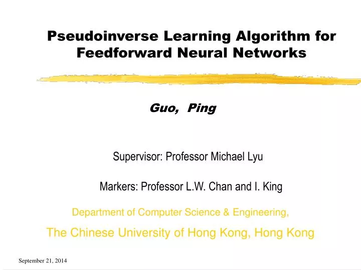 pseudoinverse learning algorithm for feedforward neural networks