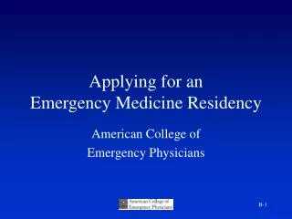 Applying for an Emergency Medicine Residency