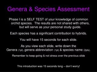 Genera &amp; Species Assessment