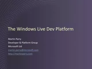 The Windows Live Dev Platform