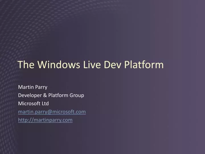 the windows live dev platform