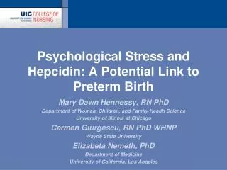 Psychological Stress and Hepcidin: A Potential Link to Preterm Birth